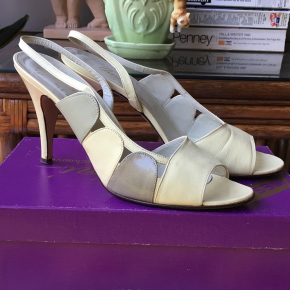 💖VTG designer Garolini open toe slingbacks💖9 - Picture 1 of 8